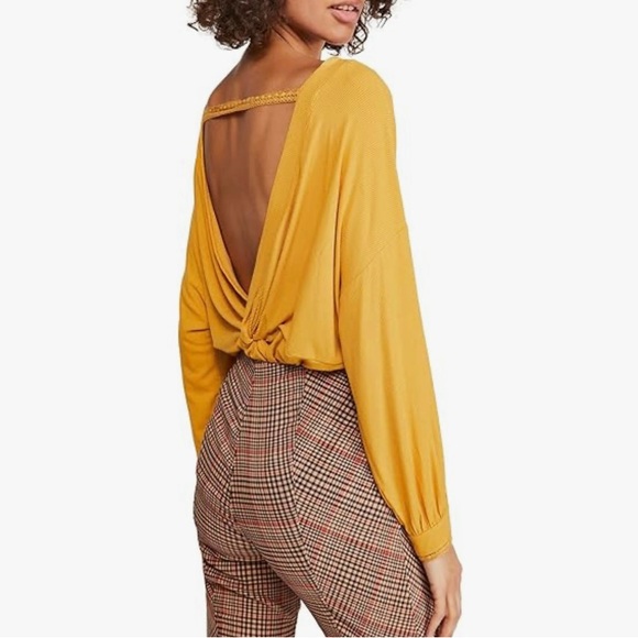 Free People Tops - Free People Shimmy Shake Low Back Top Yellow Gold Size XS